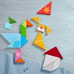 New HABA Arranging Game Funny Faces Tangram Wooden Tiles