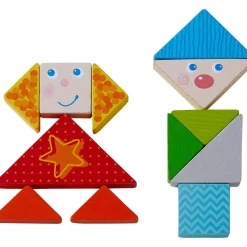 New HABA Arranging Game Funny Faces Tangram Wooden Tiles