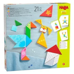 New HABA Arranging Game Funny Faces Tangram Wooden Tiles