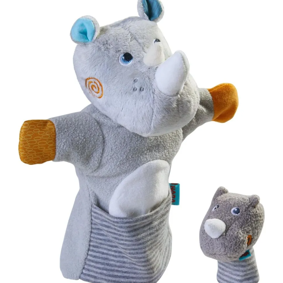 Clearance HABA Glove Puppet Rhino With Baby Calf Finger Puppet