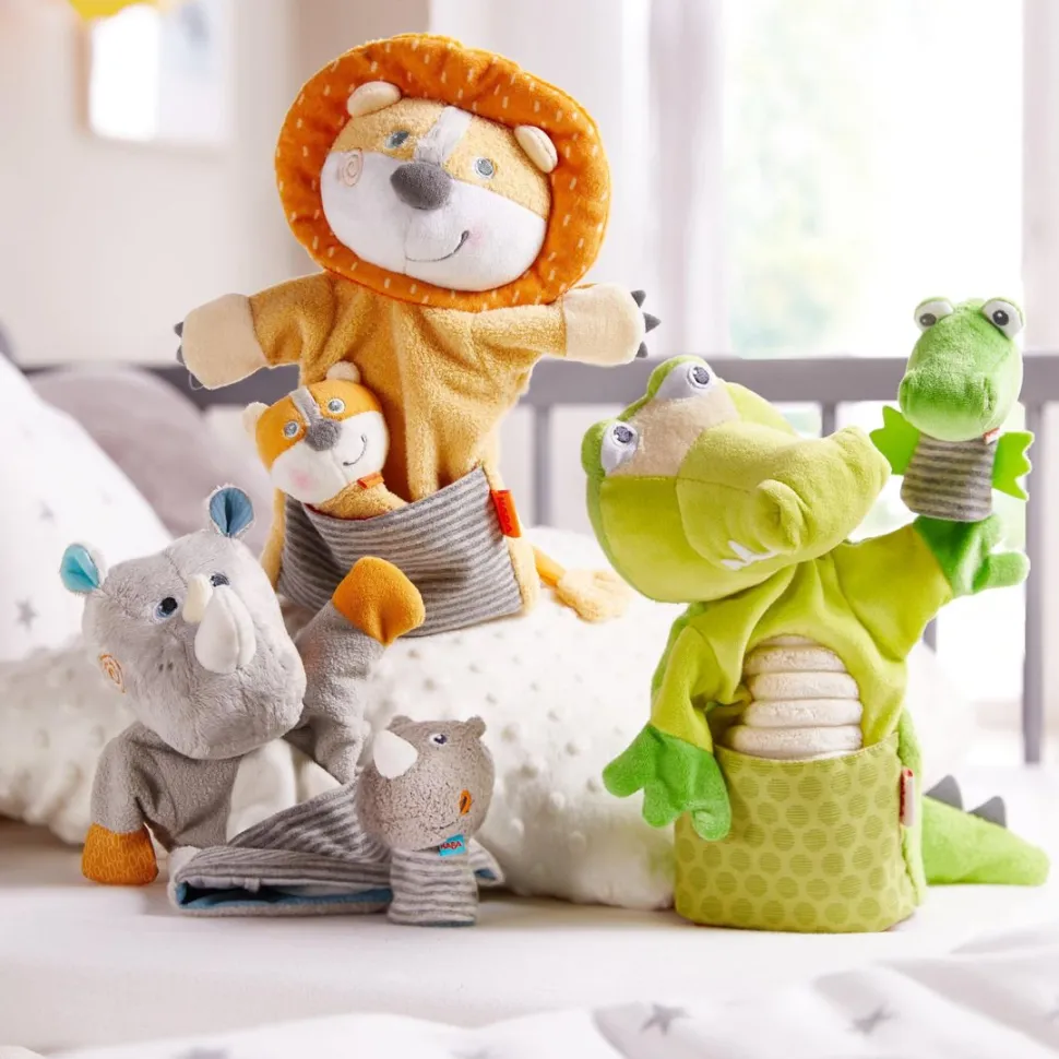 Clearance HABA Glove Puppet Rhino With Baby Calf Finger Puppet