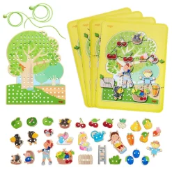 New HABA Orchard 31 Piece Threading Game