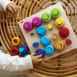 Hot HABA Rainbow Whirls Wooden Sorting And Stacking Game