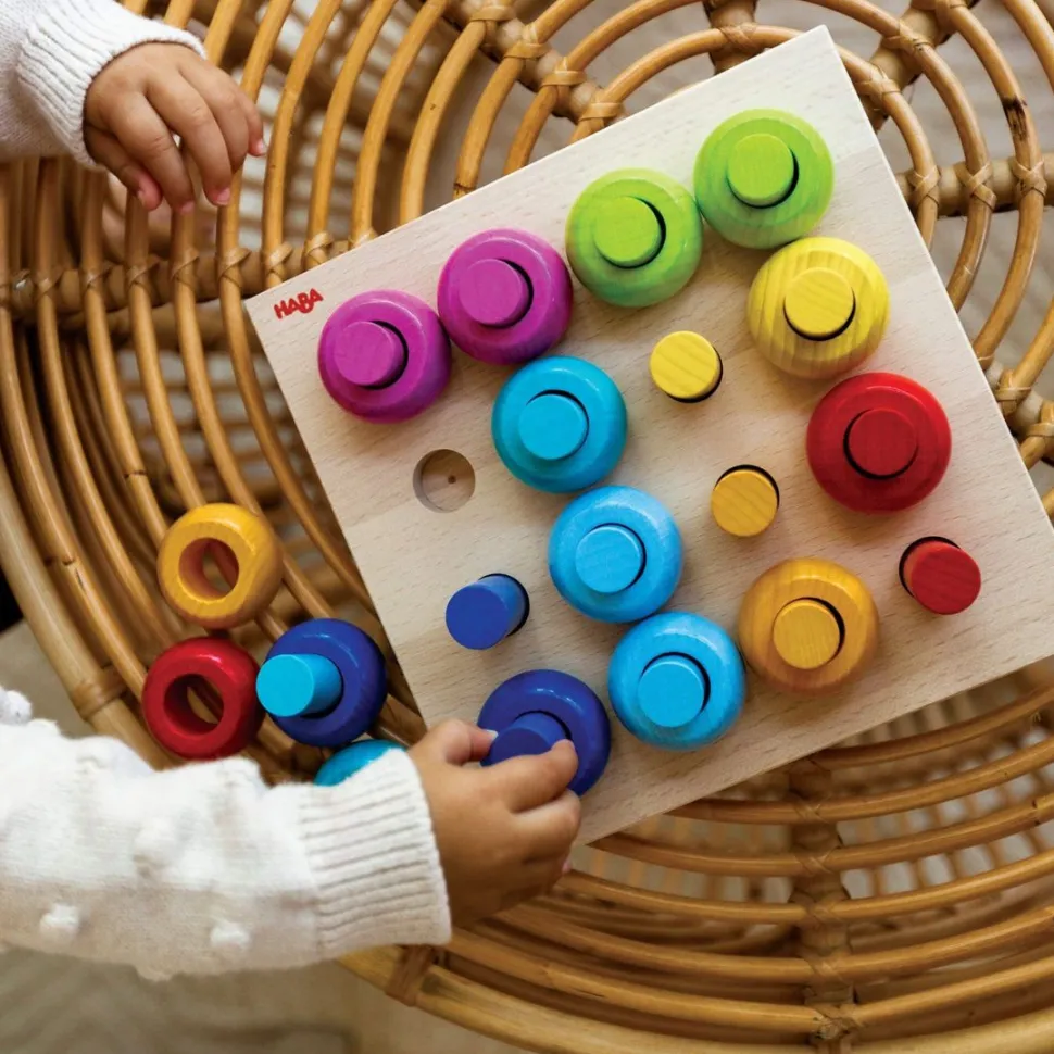 Hot HABA Rainbow Whirls Wooden Sorting And Stacking Game