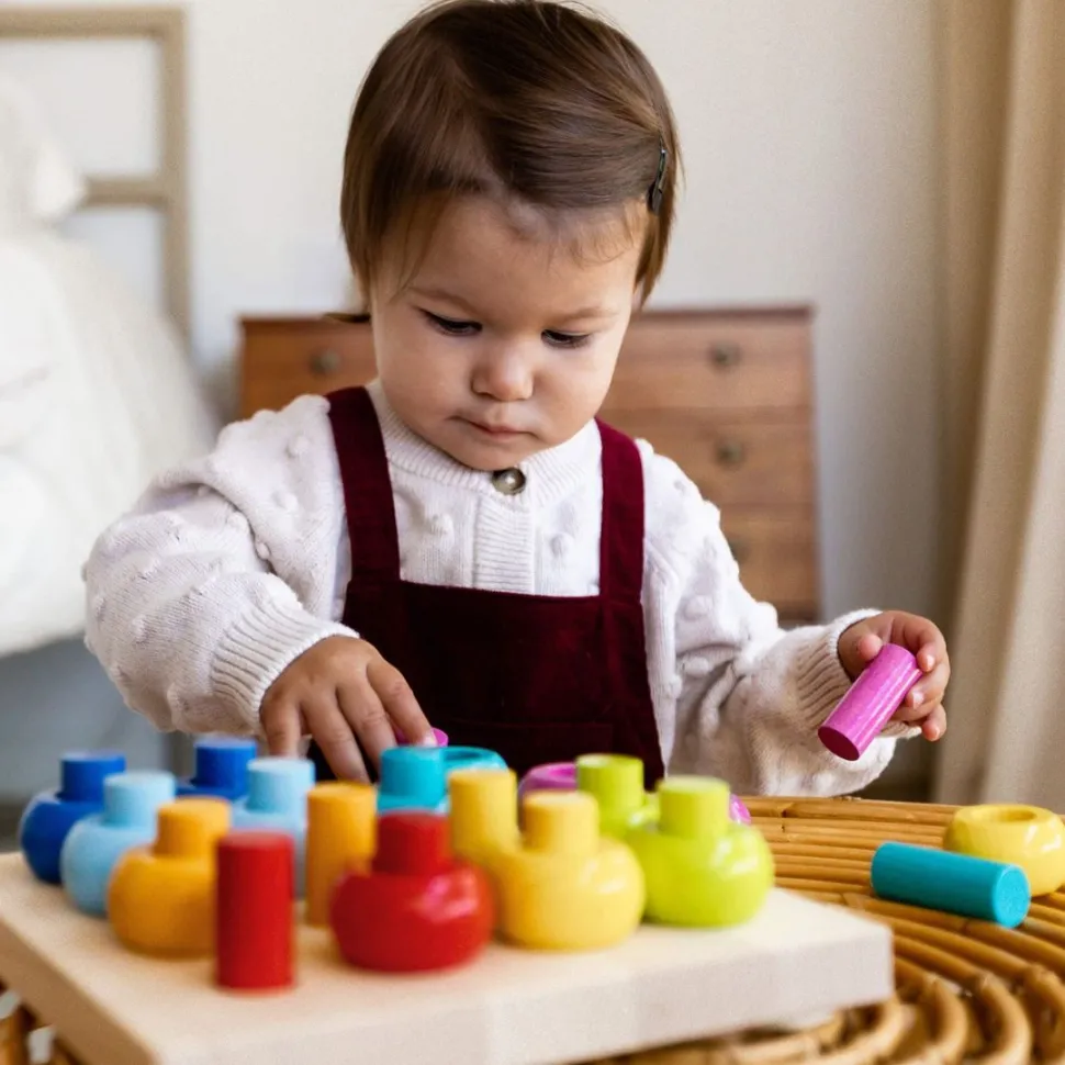 Hot HABA Rainbow Whirls Wooden Sorting And Stacking Game